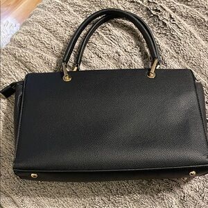 Structured Black  Top-Handle Satchel with Gold Hardware like new
